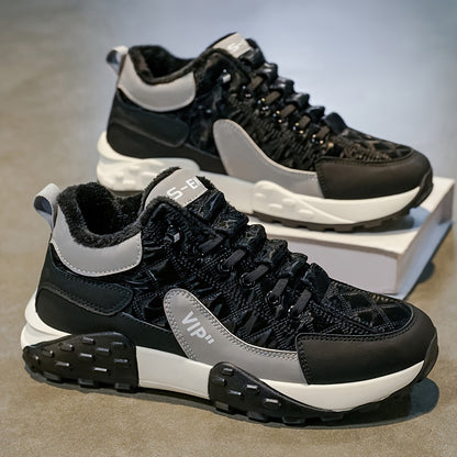 Men'S Stylish Winter Sports Shoes - in And Navy Blue, Featuring Lace-Up Ankle Boots, Thick PVC Soles, Upper Material, Breathable Fabric Lining, Perfect for Casual Wear Throughout The Seasons, Ideal Winter Boots for Men, Fashi