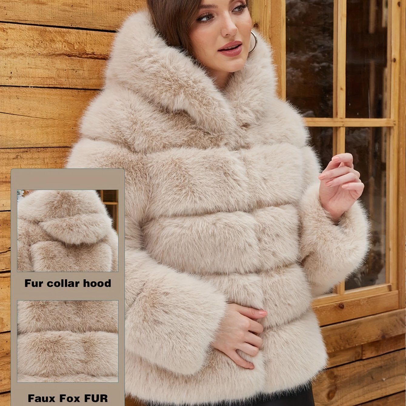 Women's Elegant White faux fur coat - Luxury Winter Outerwear with Single-Button Closure, Machine Washable Cold-Weather Jacket for Evening Events, Parties & Everyday - Chic Winter Coat for Women (Solid Color, O-Line Silhouett