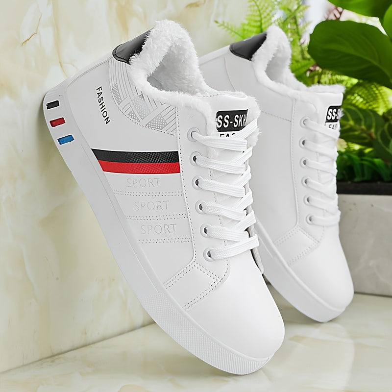 Men'S Fleece-Lined Lace-Up Sneakers with a Striped Design, Offering Excellent Traction And a Soft, Comfortable Fit B701-1.