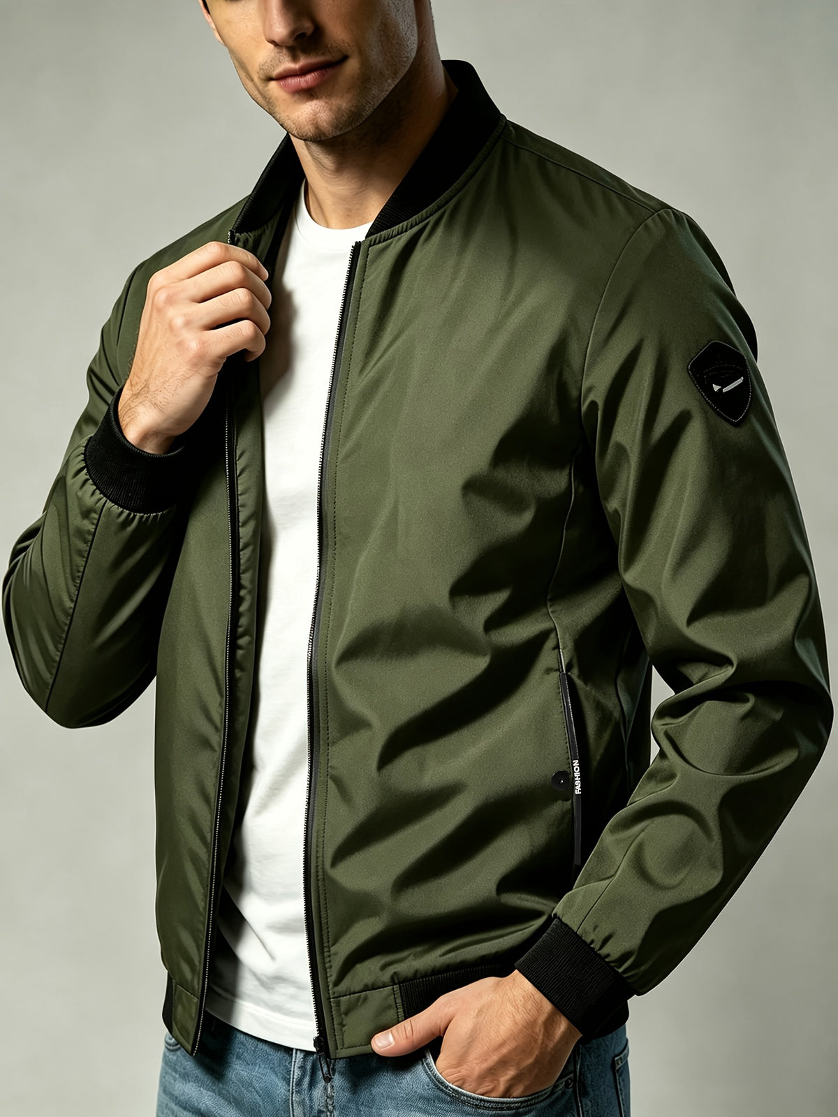 Men's Lightweight Windproof Baseball Jacket for Spring and Fall