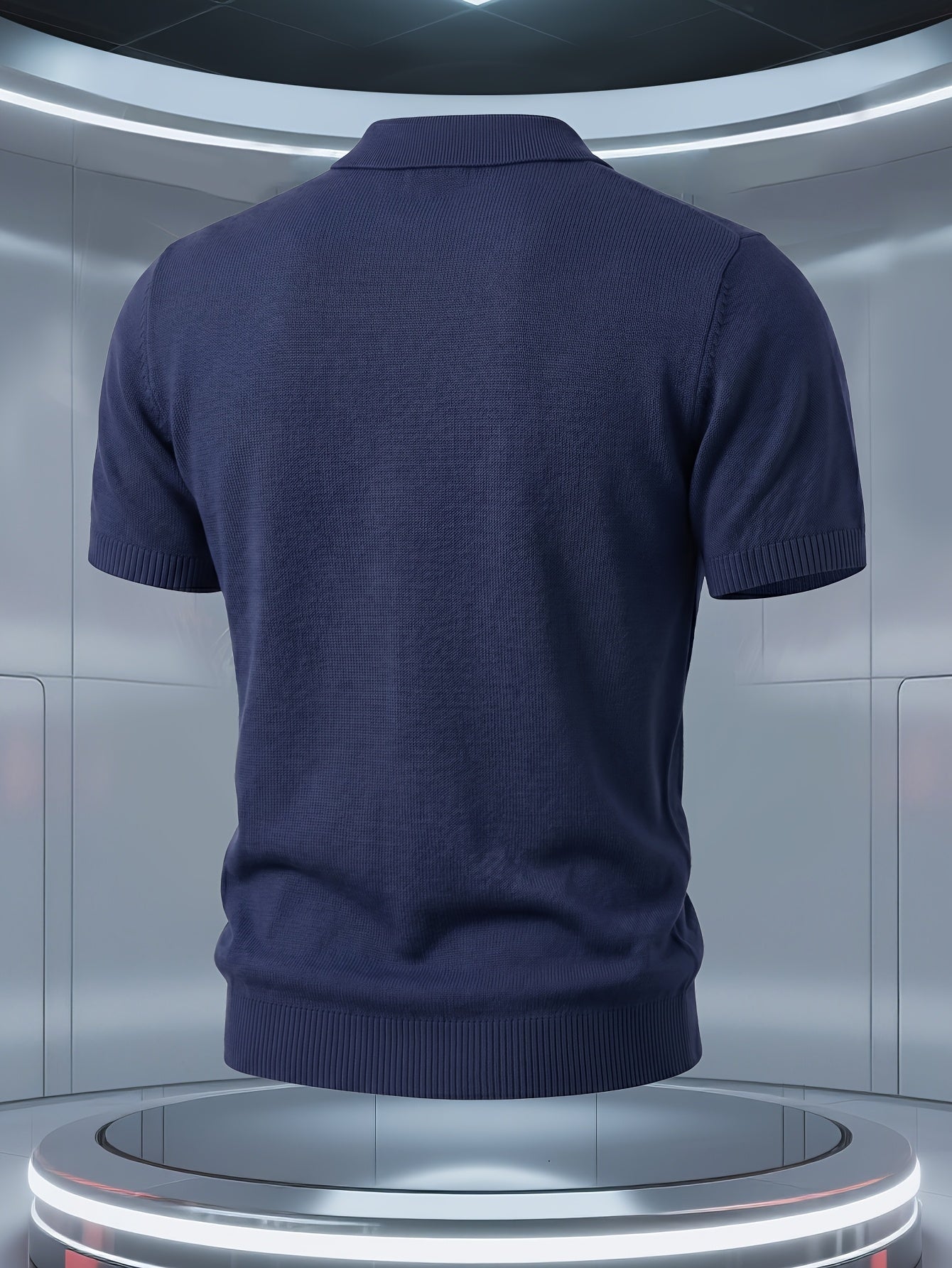 Men's Knit Short-Sleeve Polo Shirt with Breathable Mesh Design