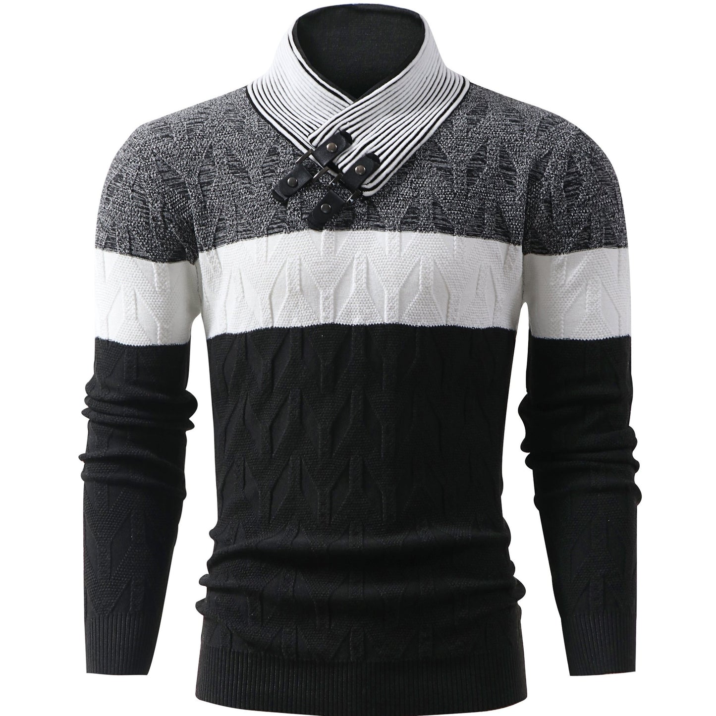 Men'S Fashion Knit Pullover with a Collar for Warmth