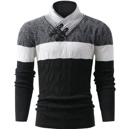 Men'S Fashion Knit Pullover with a Collar for Warmth