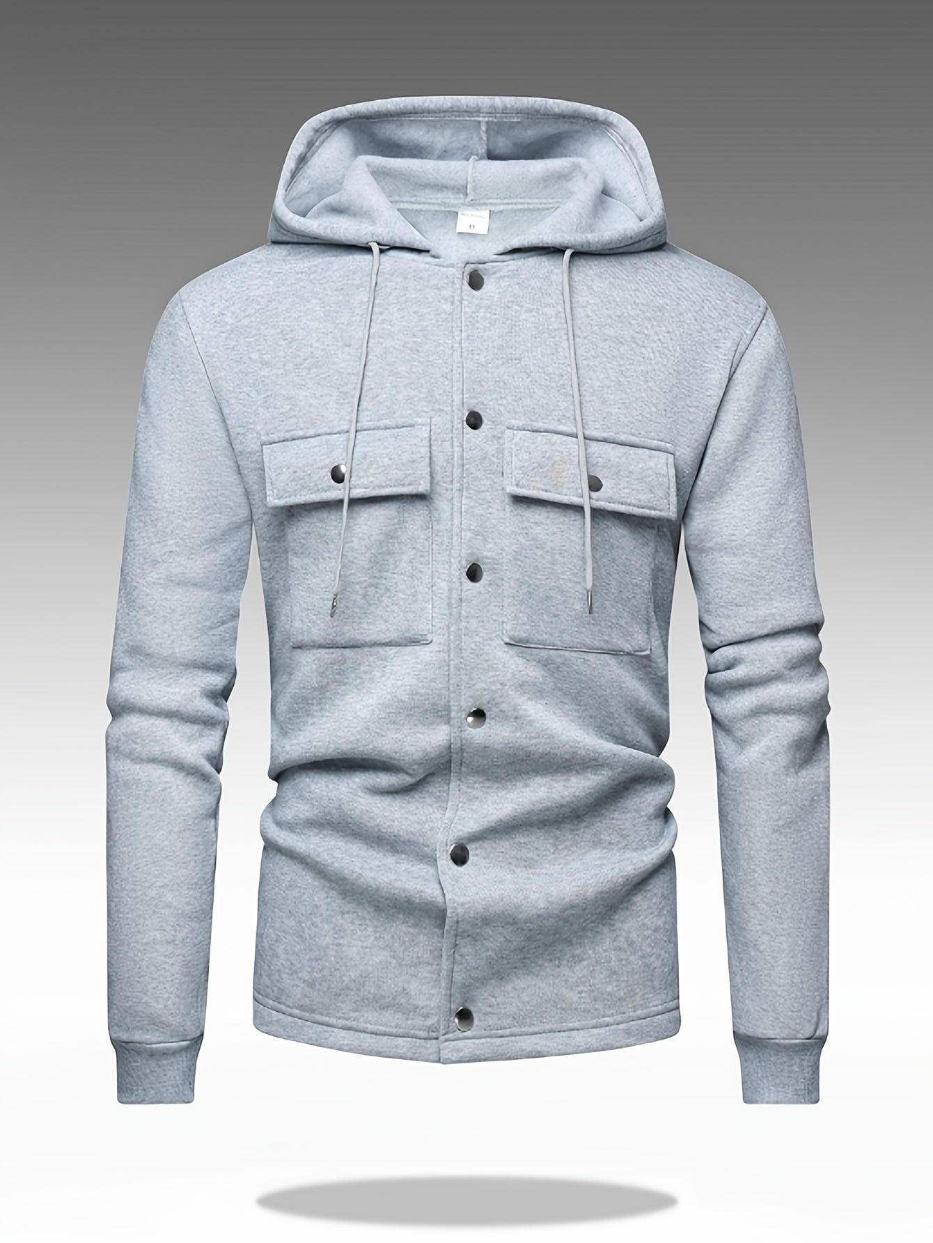 Men's Heavy-Duty Hooded Sweatshirt with Full-Zip Front & Utility Pockets - Olive Green Tactical-Style Outdoor Jacket, Long Sleeve Casual Pullover for Hiking, Camping, Casual Attire - Spring/Fall Layering Essential (Regular Fi