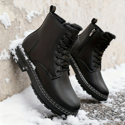 Men's Heavy-Duty Winter Boots with Thick Sole &  Upper - Zipper/Closure for Hiking, Ice Traction PVC Outsole, Round Toe s for Outdoor,, Snow (Compatible with warm inner liners) - Cold Weather Boots for