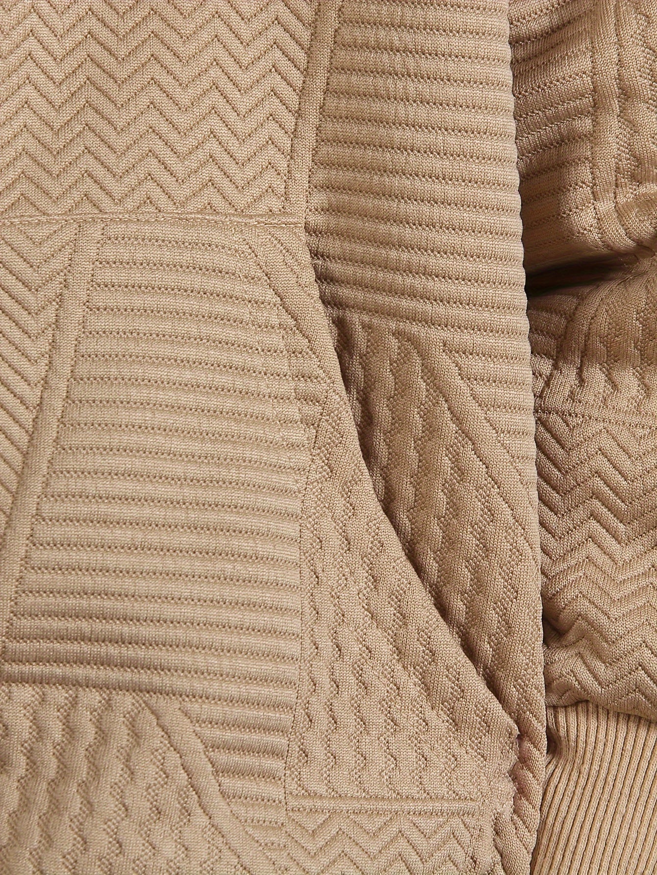 Cozy Fleece Zip-Up Hoodie & Pants Set - Beige Geometric Pattern, Long Sleeve Casual Winter Outfit with Pockets, Elastic Waistband, and Button-Up Front, Perfect for Fall/Winter, Cozy Clothing | Playful Design | Elastic Waistba