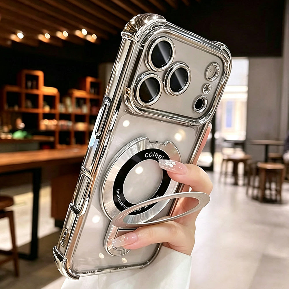 Ultra-Thin Transparent Magnetic Stand Phone Case for iPhone 11-18 Pro