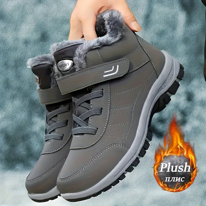 Men'S & Women'S Winter Snow Boots - Thick-Soled Ankle Boots with Non-Slip Rubber Sole & Striped Traction, PU Upper & Warm - All-Season Cold Weather Hiking, Ice Climbing Boots (unisex Sizes Available), Hiking Boots, Outdoor Fo