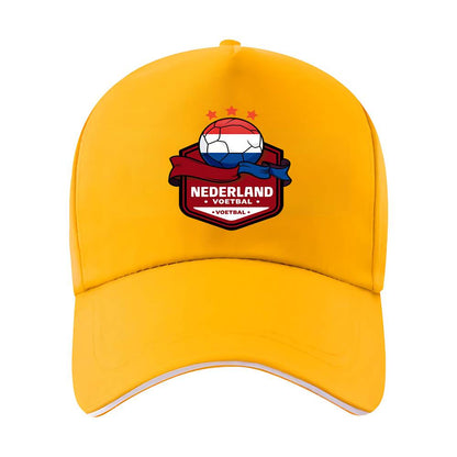 Dutch Football Crest Adjustable Baseball Cap with Netherlands Flag