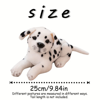 Երեք սիրուն խայտաբղետ շնիկների տեսքով փափուկ խաղալիքներ, ստեղծագործաբար ձևավորված որպես փափուկ խաղալիքներ, կատարյալ են տան և սենյակի ձևավորման համար, իդեալական են որպես նվեր ընտանեկան տոների կամ ընկերների ծննդյան օրերի համար։