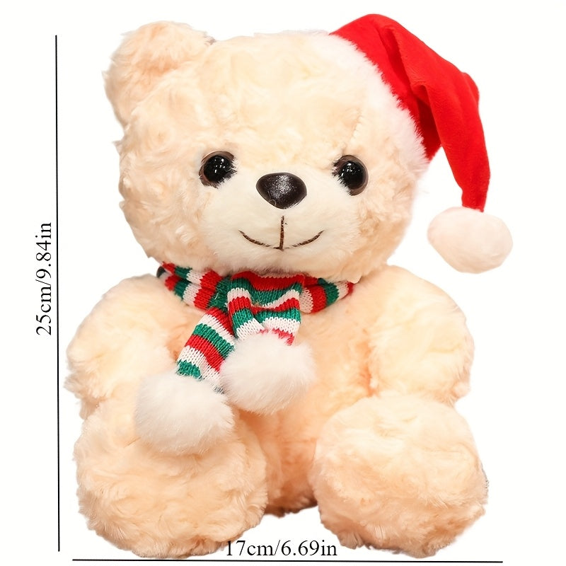 One Cute Christmas Teddy Bear Plush Toy, Perfect As a Soft Gift for Children, Ideal for Holiday Home Decoration And As a Festive Present