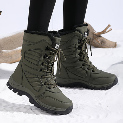 Ladies' winter leisure outdoor warm hiking boots, adorned with geometric texture patterns, suitable for winter tourism and outdoor activities in cold weather