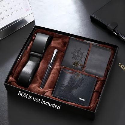 A Men'S Belt Set, Including a Business Belt, a Wallet, a Notebook, And a Pen, Is an Essential Item for Men in Both Daily Life And The Workplace, Embodying a High-End Business Aura And Sophistication, Representing Masculinity!