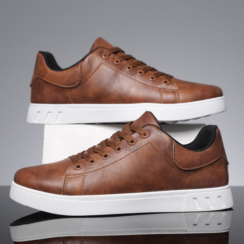 Men's Low-Top PU Sneakers with Cushioned PVC Sole - Minimalist Style