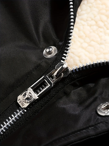 Men's Heavyweight Arctic Winter Jacket - -210gsm Windproof Coat with Full-Zip Closure, Hooded Insulated Outerwear - Machine Washable Cold Weather Jacket for Skiing, Snowboarding, Camping - Navy Blue, Winter Accessories, Skiin