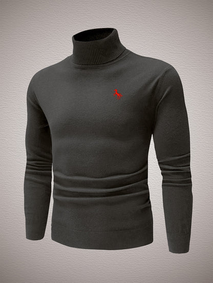 Men's Slim Fit High-Neck Knitted Pullover Sweater for Fall/Winter