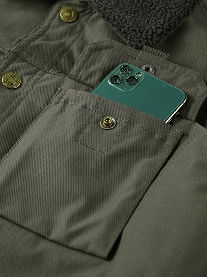 Տղամարդկանց բարձրակարգ, նորաձև, առօրյա, բազմակողմանի, բրդյա ծածկույթով, հաստ, քամուց պաշտպանող, տաք, գլխարկով ձմեռային բաճկոն