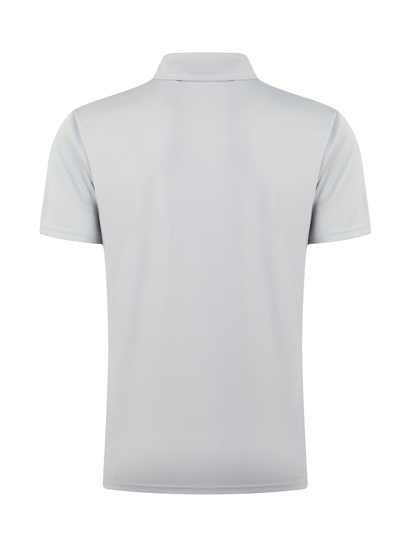 [Golf Apparel] Men's Classic White Shirt - Casual Summer Style with Short Sleeves, Zipper Collar, and Stretch Polyester Fabric - Perfect for Streetwear & Golf