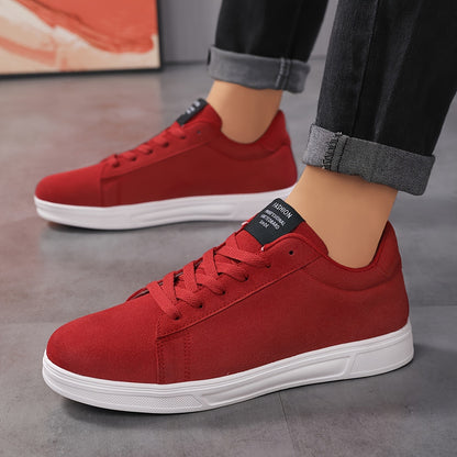 Men's Trendy Solid Skate Shoes, Comfy Non Slip Casual Lace Up Sneakers For Men's Outdoor Activities