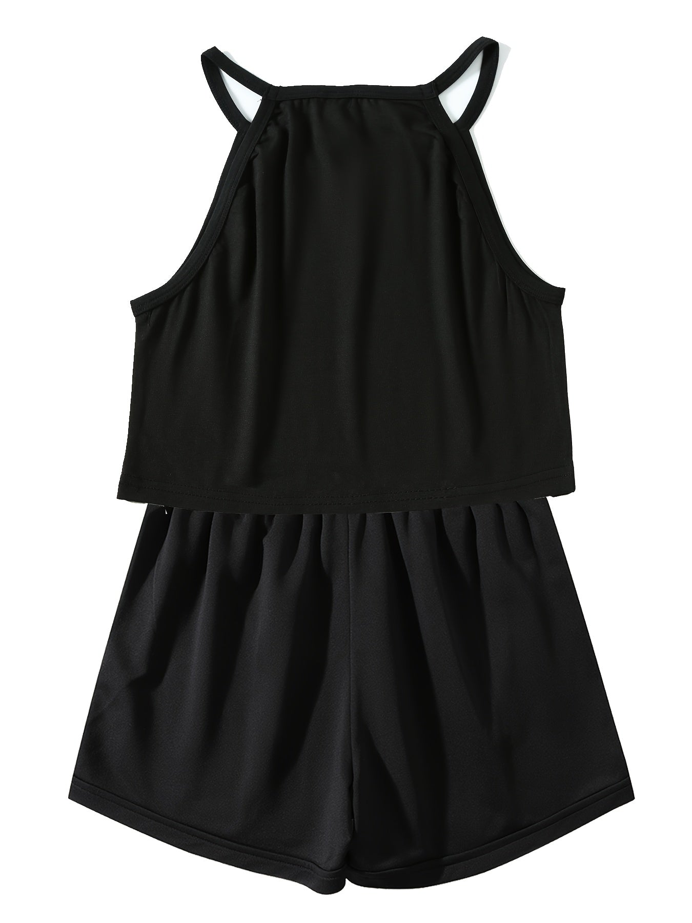 Women's Black Sleeveless Tank Top & Shorts Casual Set