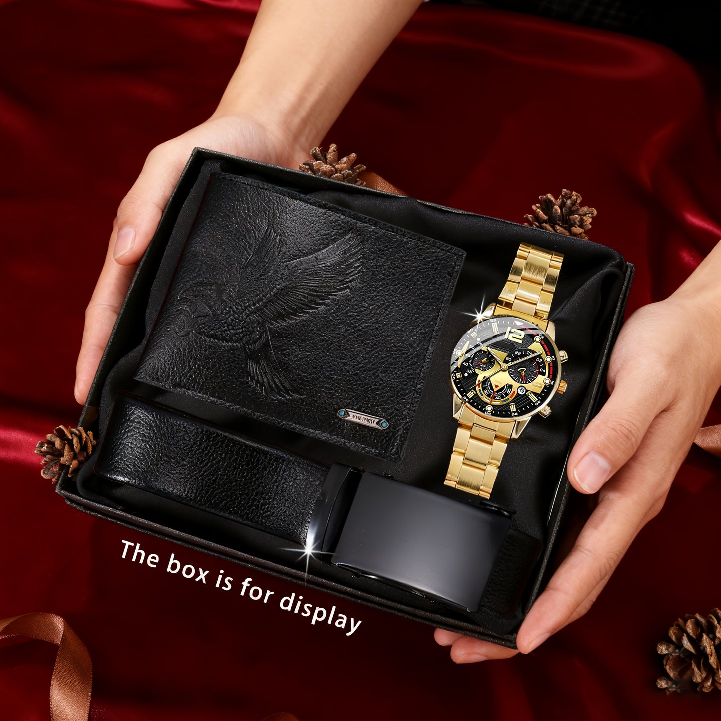 3 հատ տղամարդու ժամացույցի, գոտու և դրամապանակի հավաքածու | Նորաձև, գործնական, հանգստի, սպորտային, գեղեցիկ և նորաձև, հատուկ մշակված տղամարդկանց համար, առանց նվերի տուփի