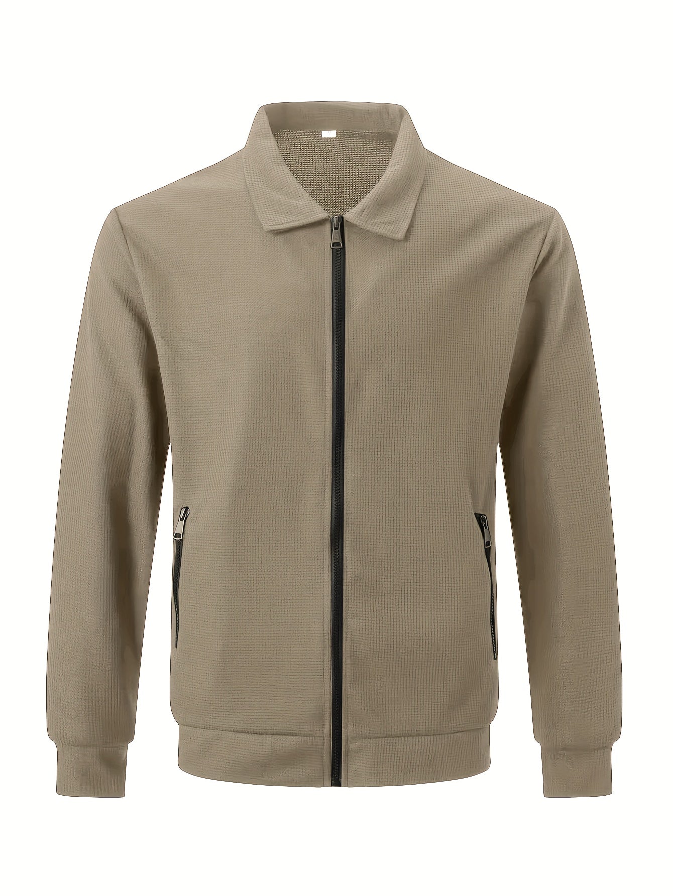 Men's Plain Waffle Zipper Jacket Casual Daily Fashion