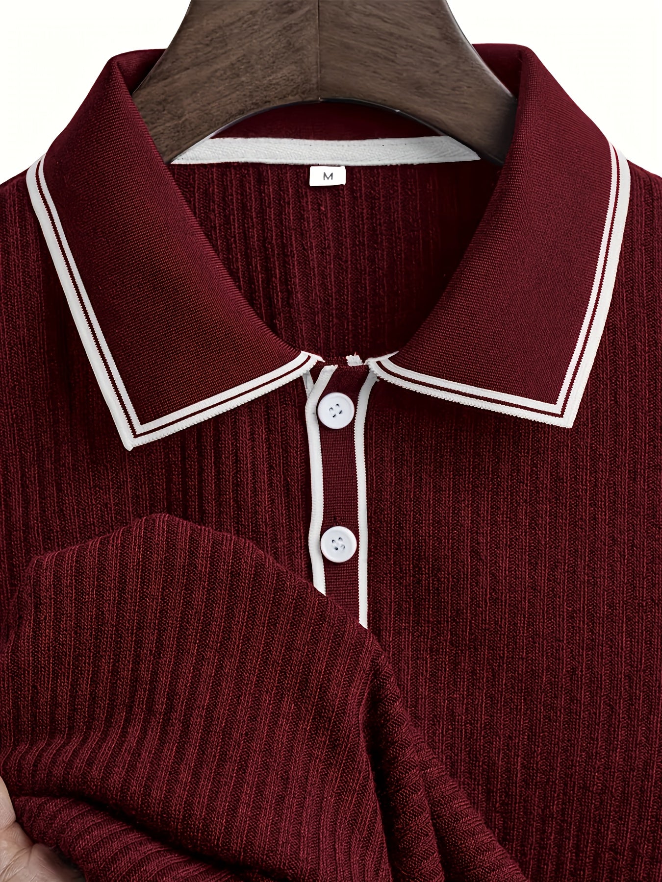 Men's Summer Casual Polo Shirt with Contrast Collar