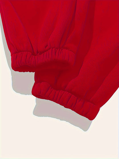 Women'S 2024 New Year Sweatshirt and Pants Set, Hooded Long Sleeve Casual Outfit with Pockets, Polyester Knit Fabric, Geometric Pattern, for Autumn/Winter Season