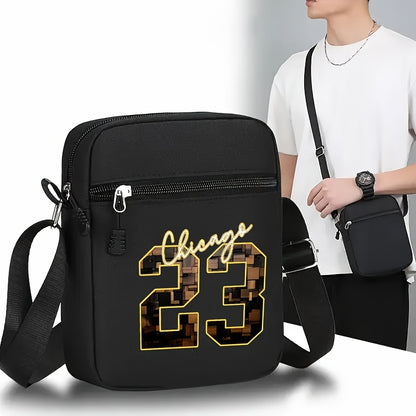 2pcs Chicago 23 Golden Print Baseball Cap & Crossbody Bag Set - Adjustable Snapback Hat with Black Mesh Back, Streetwear Style for Outdoor Sports, Casual Wear - Perfect Gift for Men, Chicago 23 Logo, Mesh Back Hat, Urban Fash