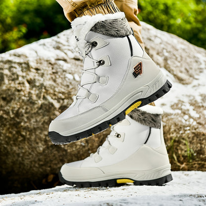 Men's & Women's Winter Snow Boots with Plush Lining & Slip-Resistant Rubber Sole - High-Ankle Lace-Up PU Shell, Insulated Cold-Weather Traction for Hiking, Hunting, Outdoor Activities - Unisex Heavy-Duty Round-Toe Boots for M