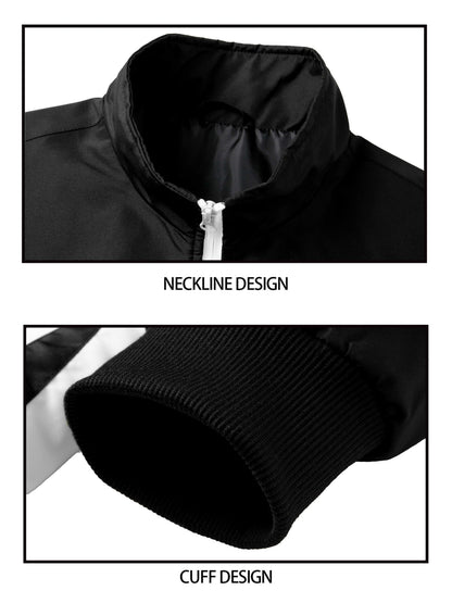 Men's Polyester Zipper Jacket & Sports Trousers Set for Fall/Winter