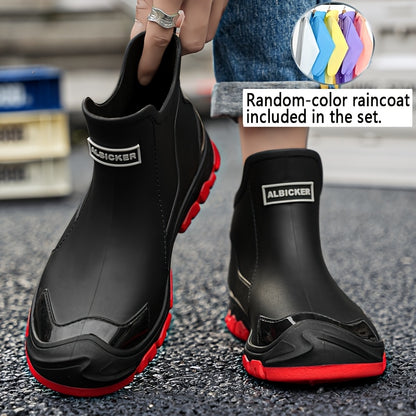Men's High-Top PU Rain Boots for Outdoor Walking