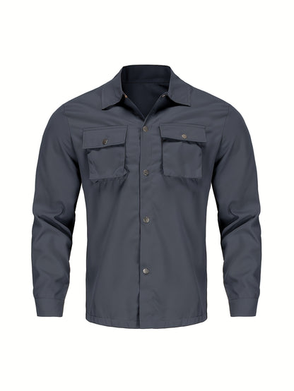 Men'S Casual Polyester Suit Set, Solid Color, Non-Stretch, Regular Fit, with Lapel Collar, Pocket Details, for Hiking, Daily Wear, and Special Occasions, Spring/Fall, Fall/Winter