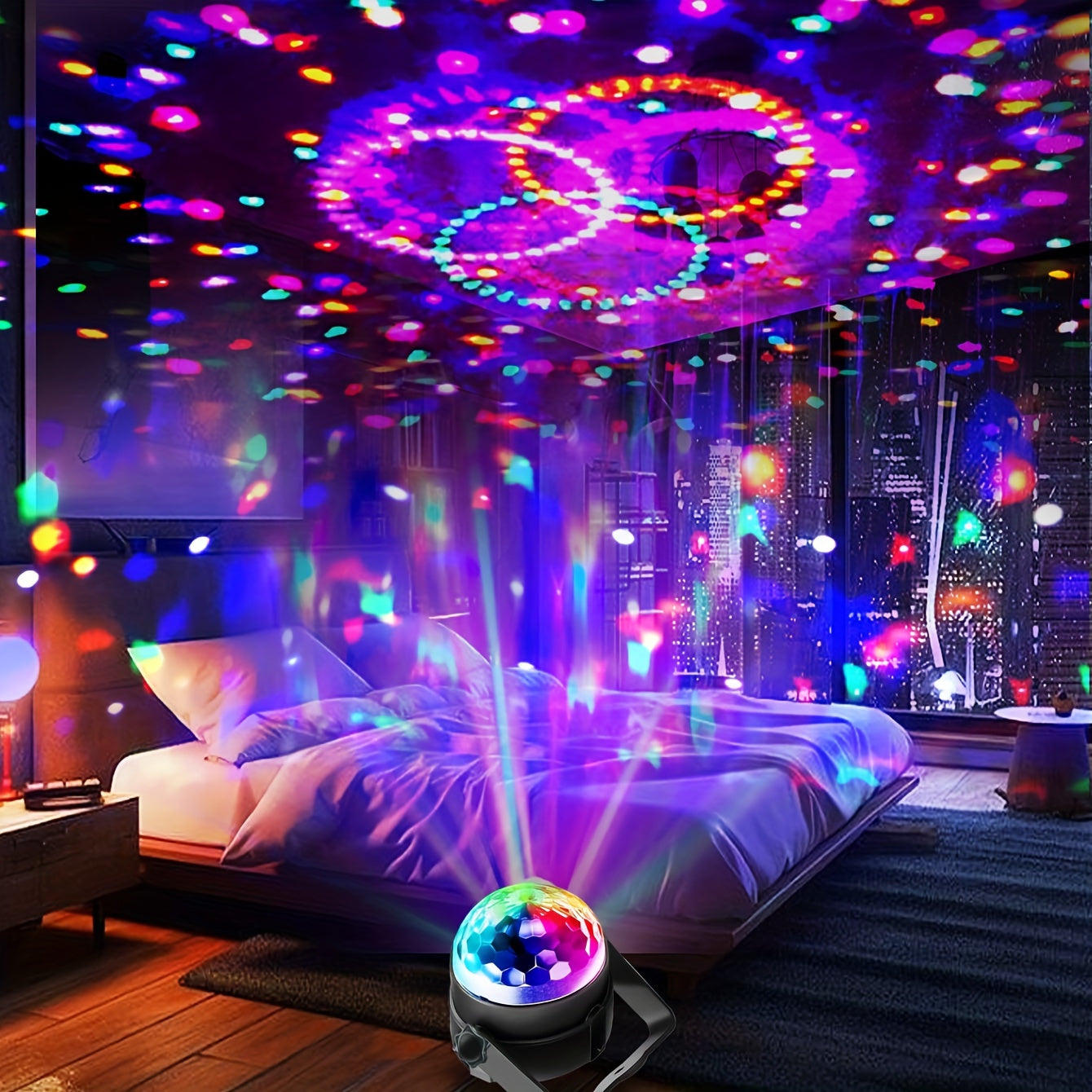 1pc brings parties to life with sound-activated RGB disco ball lights, perfect for house parties, bars, karaoke, weddings and more(without remote control)