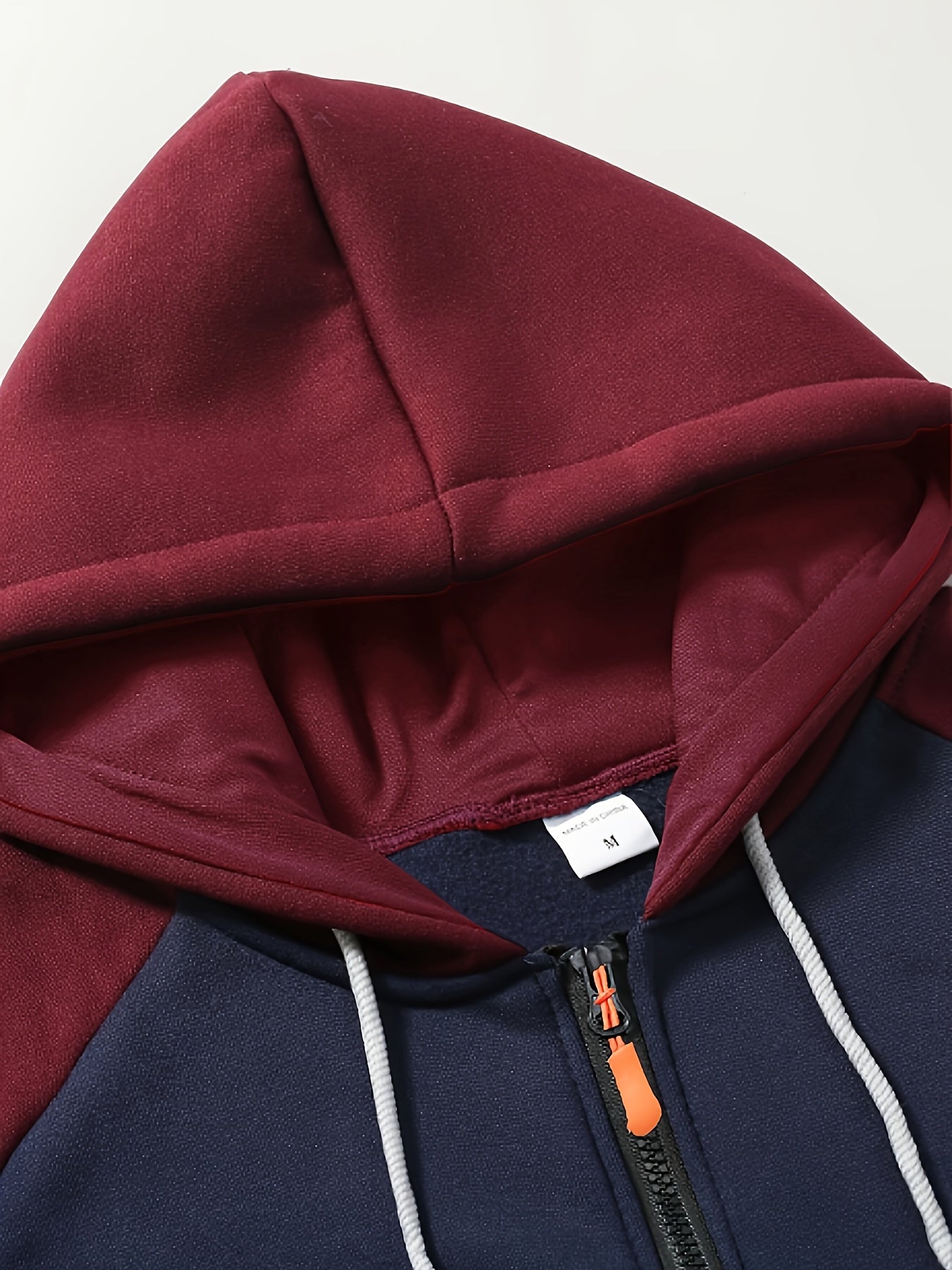 Men's 2025 Autumn East New Zipper Hoodie - Black & Grey Color-Block Contrast with White Piping, Full-Zip Closure, Chest Pocket & Adjustable Hood, Casual Streetwear for Teen Boys & Young Men, Durable Everyday Outerwear