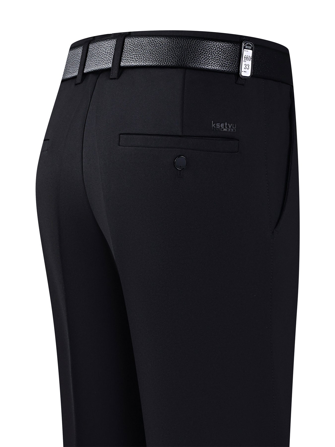 [Lightweight Design] Men's High-Waist Stretch Dress Pants - Wrinkle-Resistant, Dark Blue Business Casual with Pockets, Straight Leg Fit for Spring/Fall