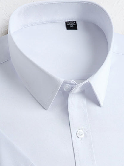 Men's Summer Slim Fit Short Sleeve Lapel Shirt Cotton Blend