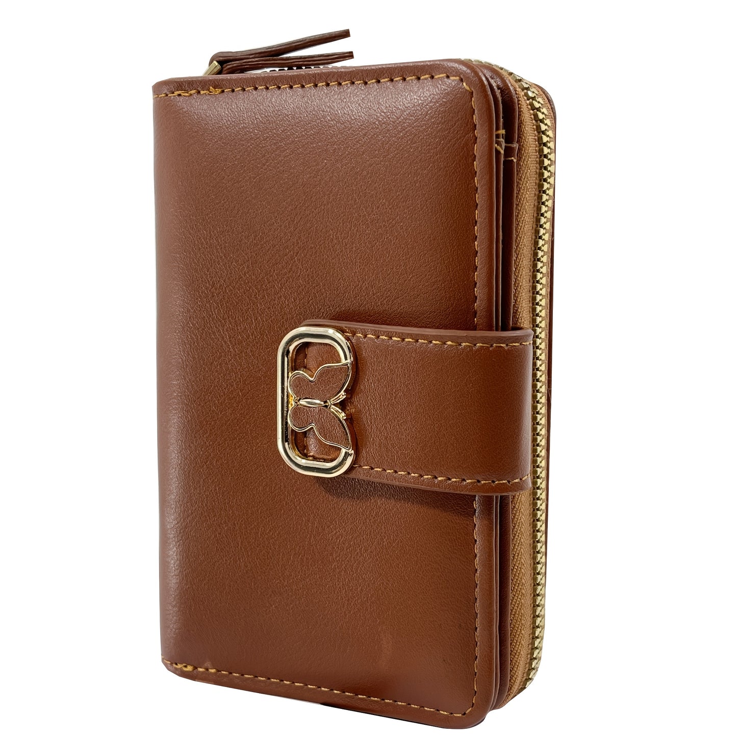 Large Capacity Butterfly Clasp Wallet with Single Zipper | Multiple Card Slots, Fresh and Easy Style, Lining, Zip Pocket - KAIPIBAO