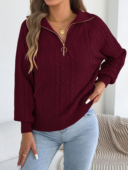 Աշնանային և ձմեռային հանգստի համար նախատեսված պուլովեր սվիտեր՝ միագույն, կայծակաճարմանդով և կոճղակապով, կանացի սվիտեր