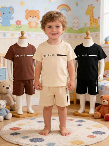 Baby Boys' Gradient Palm Leaf T-Shirt & Shorts Set for Summer
