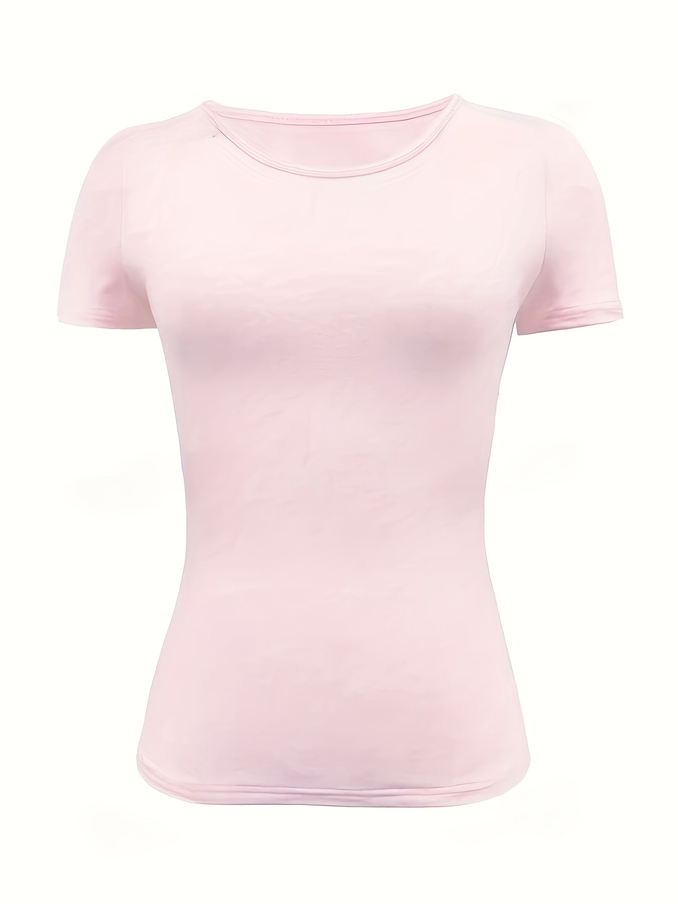 Women’s Solid Color Fitted Short-Sleeve T-Shirt for Summer