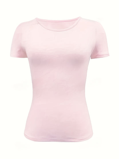 Women’s Solid Color Fitted Short-Sleeve T-Shirt for Summer