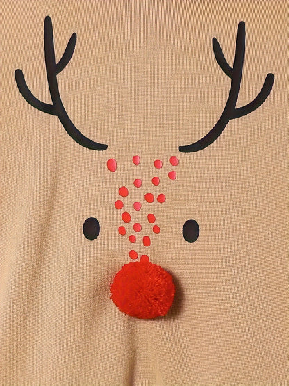 Creative Christmas Reindeer Pattern Design, Boy's 2pcs Co Ord Set, Comfy Long Sleeve Hoodie & Casual Versatile Sweatpants, Warm Fleece Outfit, Ideal For Autumn And Winter Outdoor Wear