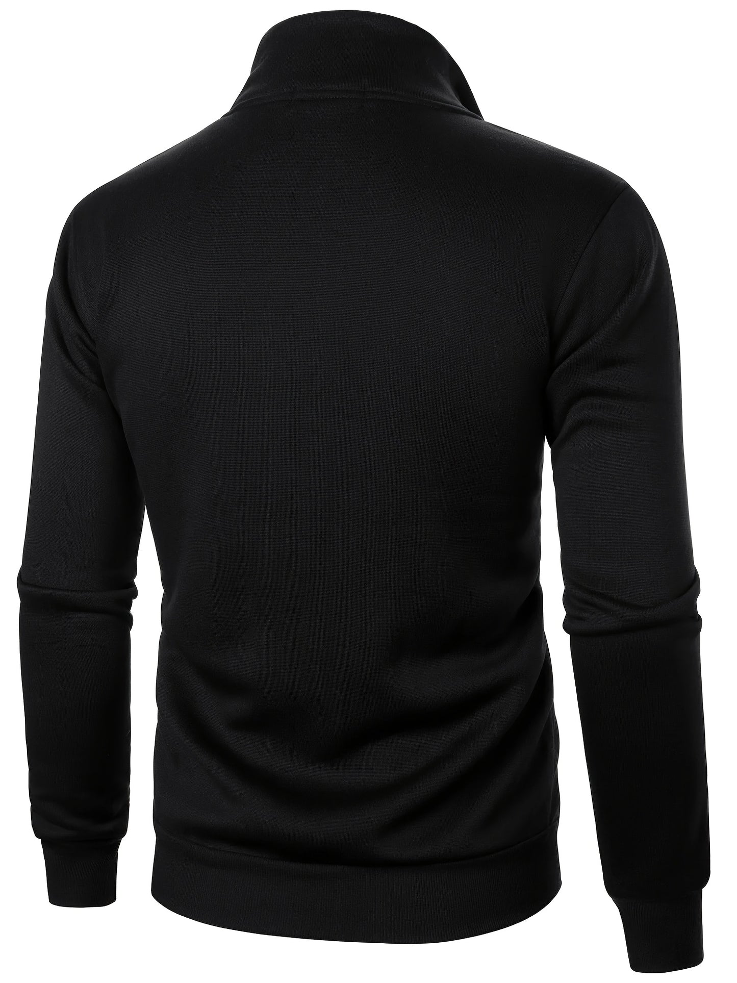 Men'S Slim-Fit Fleece-Lined Zip-Up Hoodie - Warm Long Sleeve Casual Jacket with Stand Collar, Solid Color, Polyester Lining, Pockets, Regular Fit for Fall/Winter, Winter Hoodie, Autumn Outerwear, Sleek Design, Durable Fabric,