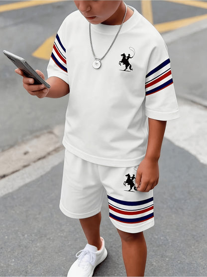 Boys' Casual 3D Printed Polyester Short Sleeve Set