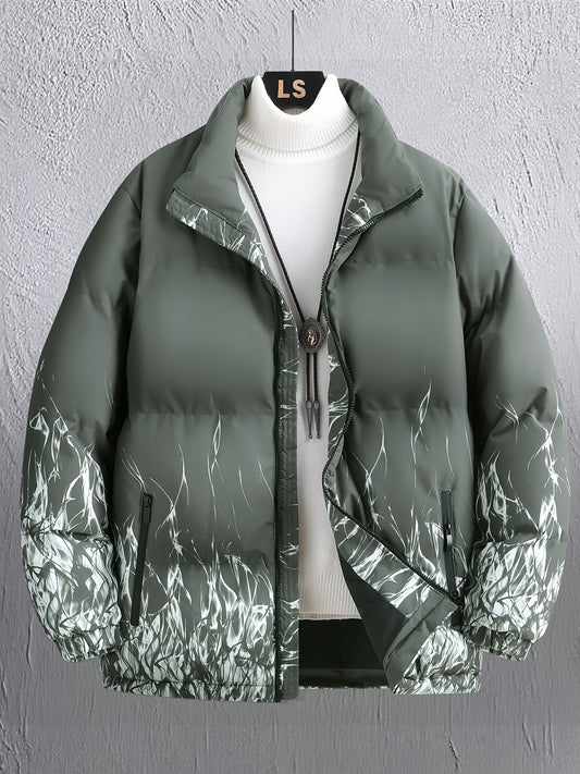 Men'S Heavyweight Winter Jacket - Full-Zip Hooded Coat with Stand Collar, Navy Blue Cold Weather Outerwear, Polyester Insulated Jacket for Everyday & Formal Events, Non-Stretch Fabric, Zipper Closure, Winter Coats, Formal Eve