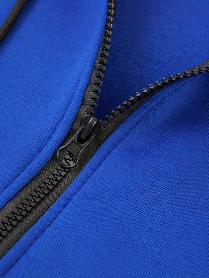 Տղամարդու գունավոր բլոկներով գլխարկով բաճկոն սպորտի և բացօթյա սպորտի համար, նորաձև հանգստի համար