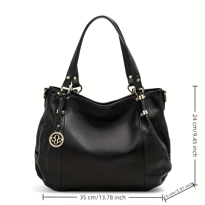 Women's Genuine Leather Shoulder Bag with Removable Strap