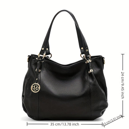 Women's Genuine Leather Shoulder Bag with Removable Strap