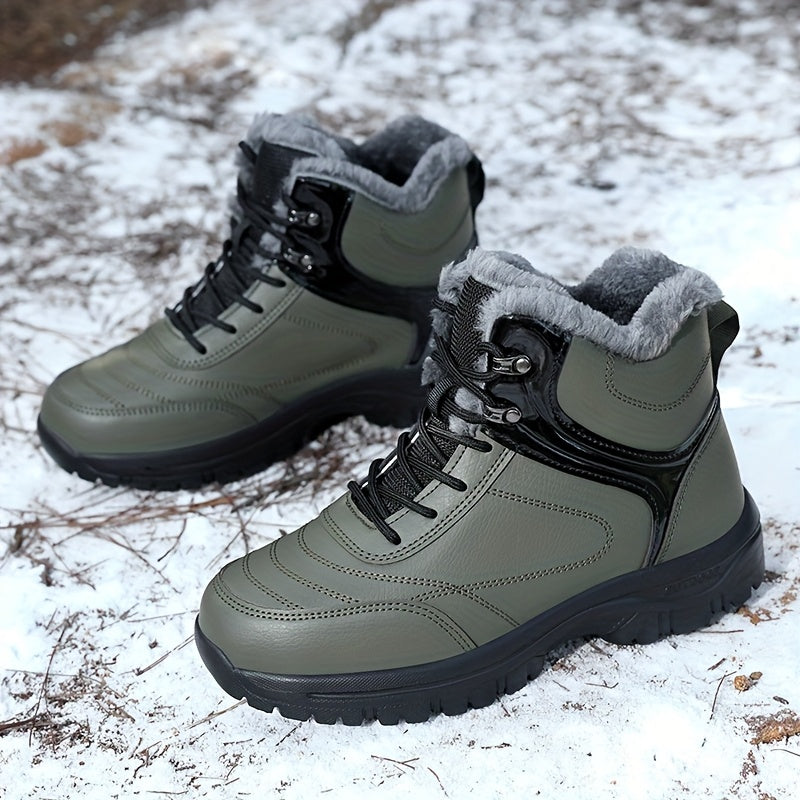 Men'S High-Top Snow Boots for Winter, Featuring Thickened Fleece for Warmth, Designed for Outdoor Activities with Slip-Resistant And Wear-Resistant Properties.